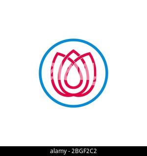 red rose overlapping lines circle geometric logo vector Stock Vector