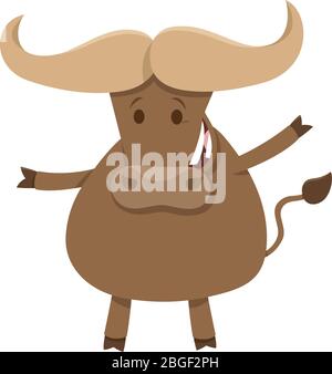 Cartoon Illustration of Funny African Buffalo Wild Animal Character Stock Vector