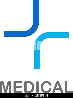 Simple medical logo design with cross icon template Stock Vector