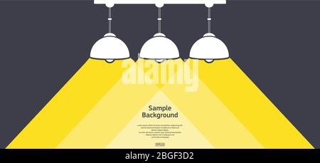 Three lamps with light and text Stock Vector