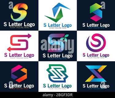 S letter logo gradient color. vector abstract design style. Fashion S letter business universal logo design template. Stock Vector