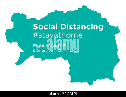 Styria map with Social Distancing stayathome tag Stock Vector