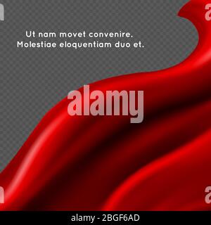 Red silk fabric abstact vector background - textile banner design. Textile silk wave, fabric smooth material banner illustration Stock Vector