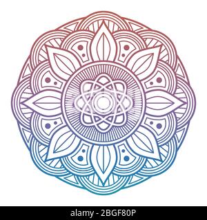 Colorful flower mandala. Arabic, indian, asian printable decorative element isolated on white. Vector illustration Stock Vector