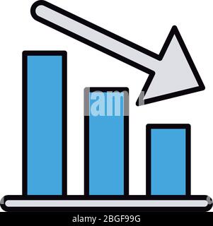 statistics bars line and fill style icon Stock Vector