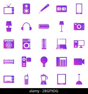 Electrical Machine gradient icons on white background, stock vector Stock Vector