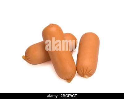 Three raw sausages isolated on white background Stock Photo