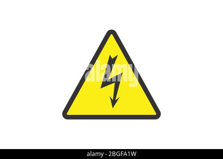 Flat yellow hazard warning symbol. Warning icon and sign of danger isolated on white background for use on web design, typography, ui, app, on the roa Stock Vector