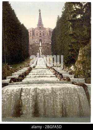 Hercules and Cascades, Wilhelmshohe, Cassel (i.e., Kassel), Hesse-Nassau Germany- Stock Photo