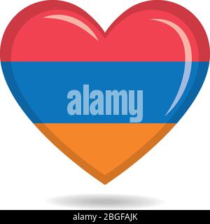 Armenia national flag in heart shape vector illustration Stock Vector