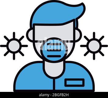 man using face mask line and fill style icon Stock Vector