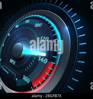 Futuristic sports car speedometer. Abstract speed racing vector background. Speedometer and speed car equipment, fast and power illustration Stock Vector
