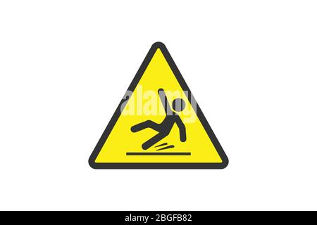 Flat yellow hazard warning symbol. Warning icon and sign of danger isolated on white background for use on web design, typography, ui, app, on the roa Stock Vector