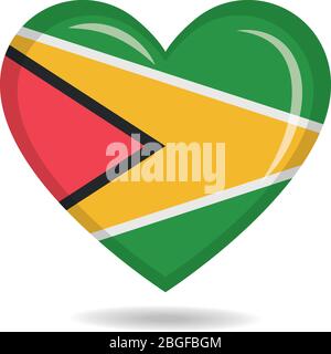 Guyana national flag in heart shape vector illustration Stock Vector