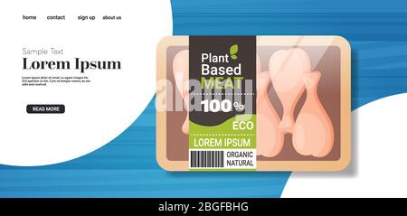 plant based vegetarian chicken legs beyond meat in packaging organic natural vegan food concept horizontal copy space vector illustration Stock Vector