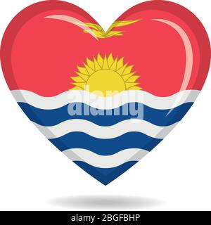 Kiribati national flag in heart shape vector illustration Stock Vector