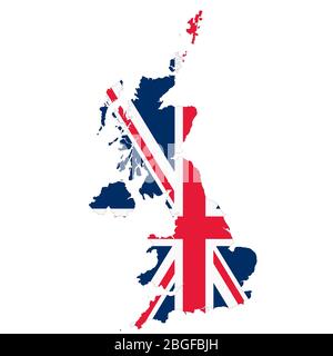 United Kingdom of Great Britain and Northern Ireland map on white background with clipping path Stock Photo