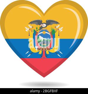 Ecuador national flag in heart shape vector illustration Stock Vector