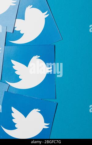Twitter - a social networking company with its logo blurred Stock Photo ...