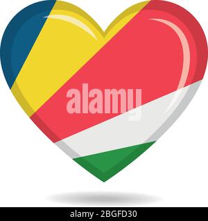 Seychelles national flag in heart shape vector illustration Stock Vector
