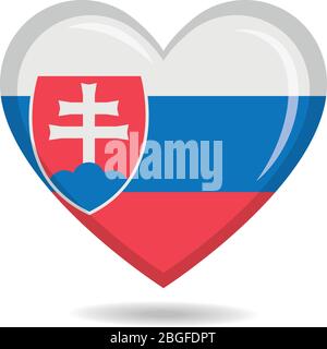 Slovakia national flag in heart shape vector illustration Stock Vector