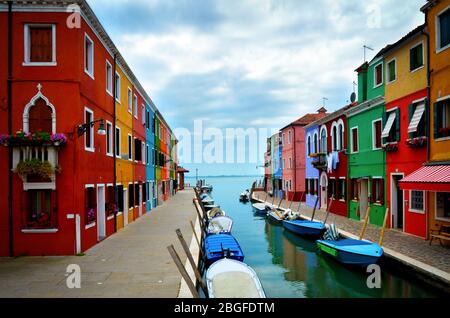 Venice, typical colored houses in Burano Stock Photo