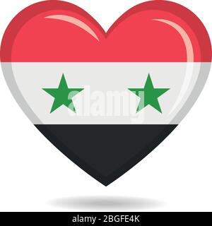 Syria national flag in heart shape vector illustration Stock Vector