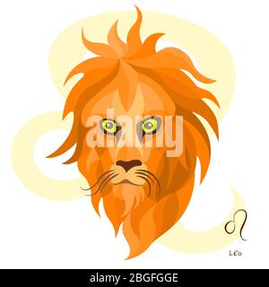 vector of leo horoscope sign in twelve zodiac Stock Vector