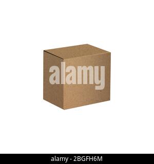 Vector kraft paper closed box realistic illustration. Stock Vector