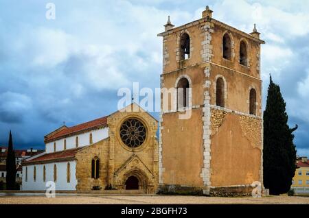 Famous medieval gothic church of Santa Maria do Olival in Tomar, Portugal, ancient holy place for the knights of the templar order Stock Photo