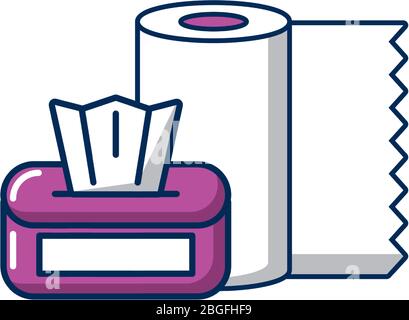absorbent towels roll flat style icon Stock Vector