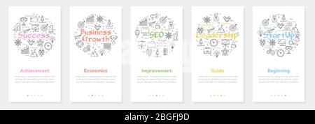 Vector five vertical banners - business growth, success, startup Stock Vector