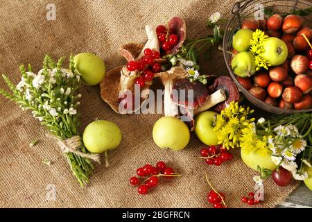 Still life Bouquet of mushrooms with mushrooms on wooden sticks and white  balls Stock Photo - Alamy