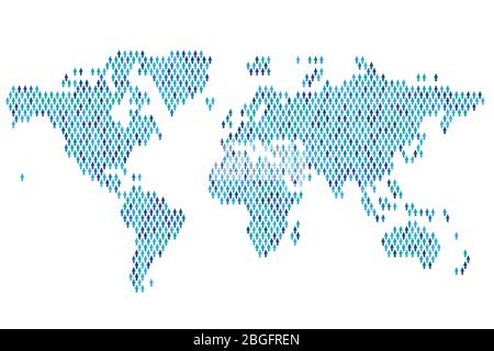 global population infographic. Map made from stick figure people Stock Vector