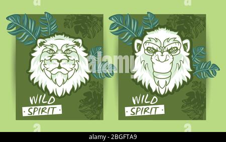 wild animals spirit creative design Stock Vector