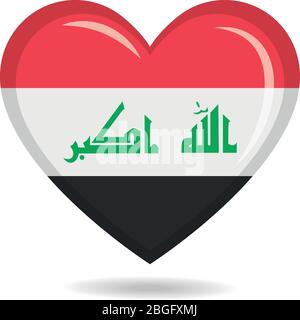 Iraq national flag in heart shape vector illustration Stock Vector