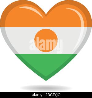 Niger national flag in heart shape vector illustration Stock Vector