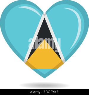 Saint Lucia national flag in heart shape vector illustration Stock Vector