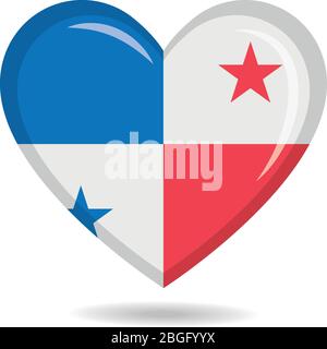 Panama national flag in heart shape vector illustration Stock Vector