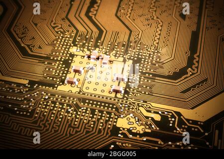 Motherboard, circuit board, vignetting, toned Stock Photo