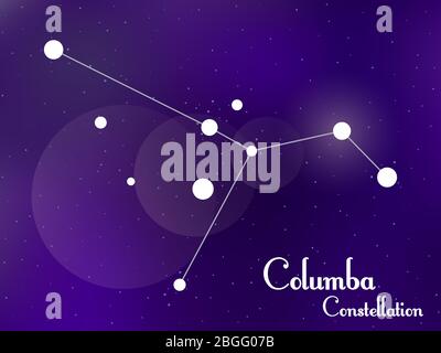 Columba constellation. Starry night sky. Cluster of stars, galaxy. Deep space. Vector illustration Stock Vector