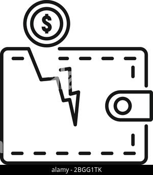 Bankrupt wallet icon. Outline bankrupt wallet vector icon for web design isolated on white background Stock Vector