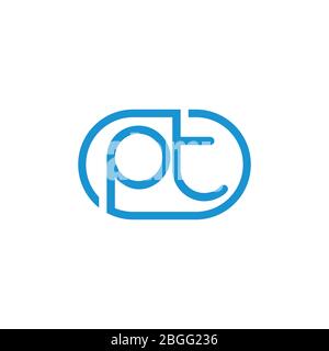 letters pt simple line art circle geometric logo vector Stock Vector