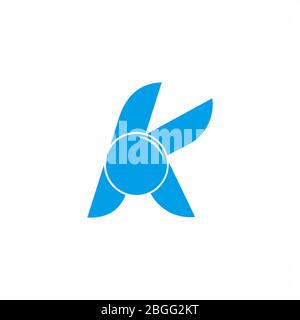 letter k circle blue glass geometric logo vector Stock Vector
