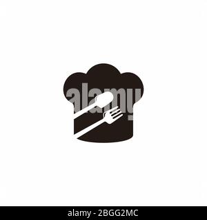 chef hat spoon fork simple geometric symbol decor vector Stock Vector