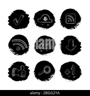 Social media network hand drawn icons set isolated in white. Vector illustration Stock Vector