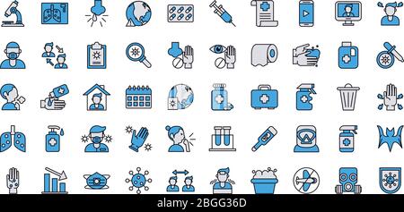 bundle of covid19 set icons Stock Vector