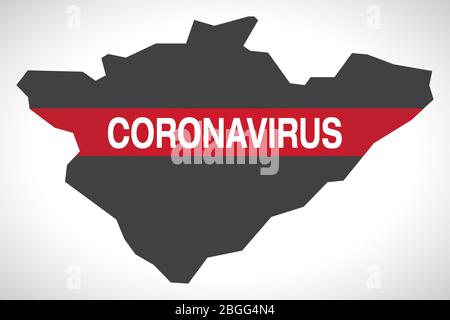 Central Anatolia TURKEY map with Coronavirus warning illustration Stock Vector