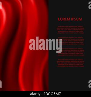 Realistic red silk fabric abstract for poster or banner design. Vector illustration Stock Vector