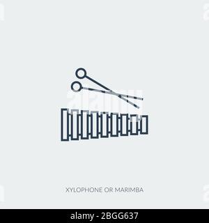 Vector outline icon of music - marimba or xylophone Stock Vector